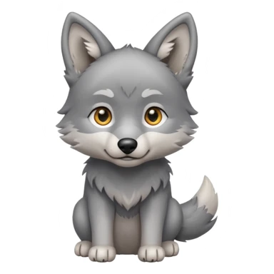 Wolf pup with soft fur and alert ears, half body, standing sticker