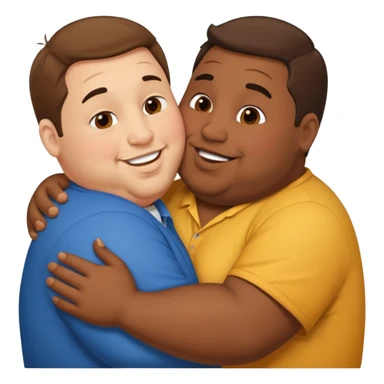 Obese brown man kissing man sticker