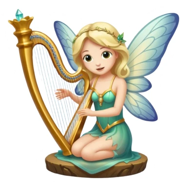 moth-wing fairy playing crystal harp sticker