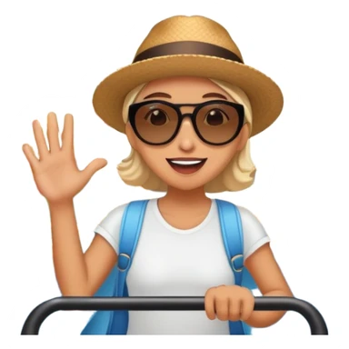 person excitedly going to an amusement park, with a roller coaster or ferris wheel in the background sticker