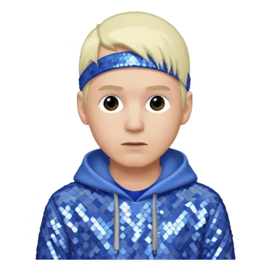 Eminem with platinum blonde hair, periwinkle sequin outfit sticker