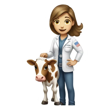 Girl vet petting cow sticker