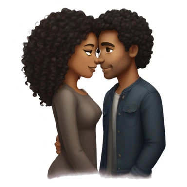 lightskin couple with curly dark hair kissing  sticker