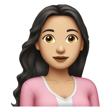 Brunette lady, Black long hair, pink shirt, fair complexion  sticker