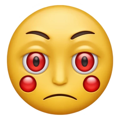 Red eyes on yellow emoji face drowsy look but with a smirk sticker