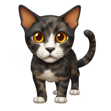 skinny dark tortoiseshell cat with orange eyes and a cream colored marking above its mouth sticker