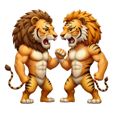 brutal fight between one lion and one tiger  sticker