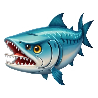An angry barracuda swims swiftly through the water, its sharp teeth bared and ready for action sticker