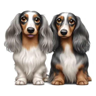 Two Tri Merle long haired Dachshunds together sticker