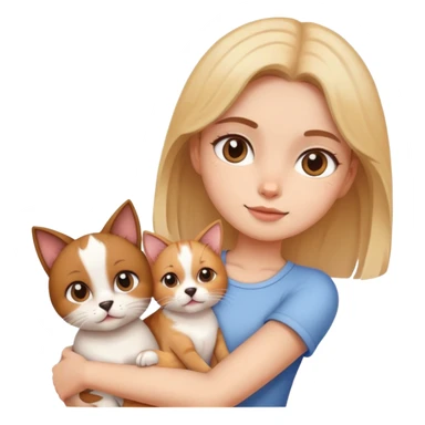 Girl holding a cat and a dog sticker