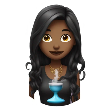 Girl with dark long hair using hookah  sticker