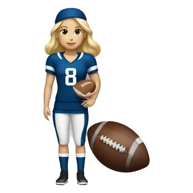 The blonde girl is dressed in a football uniform sticker