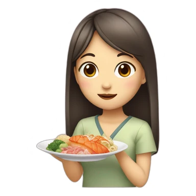Girl eat japanese food sticker