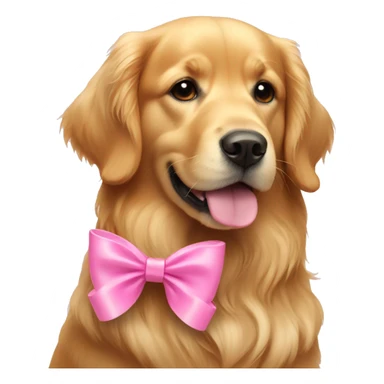 golden retriever with pink bow  sticker