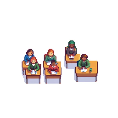 group of students sitting at desks sticker