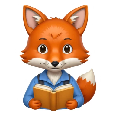 student fox with book sticker