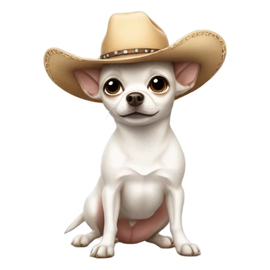 White chihuahua wearing a cowboy hat  sticker