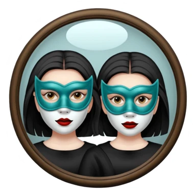 Killer on mask  in mirror behind woman sticker