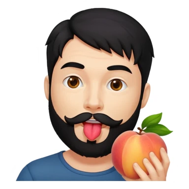 Black hair Man red beard licking peach sticker