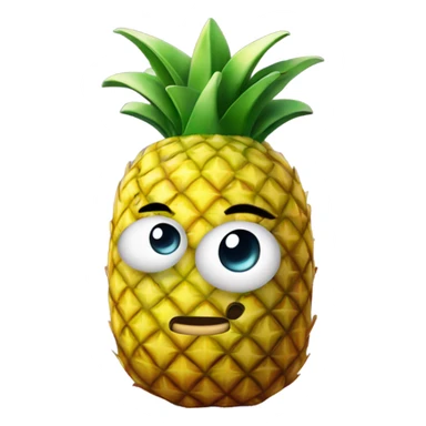 3D elegant shy pineapple  🍍 with big shiny eyes. The pineapple is embarrassed ☺️ sticker
