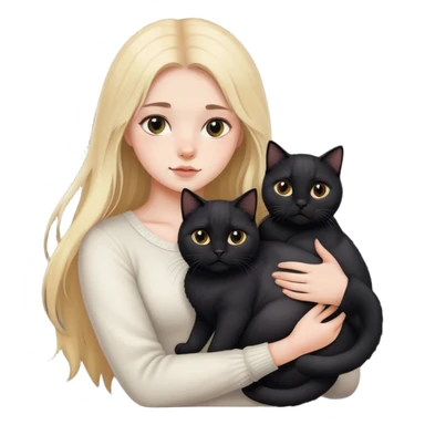 
girl with light long hair and fair skin holds a black British cat in her arms sticker