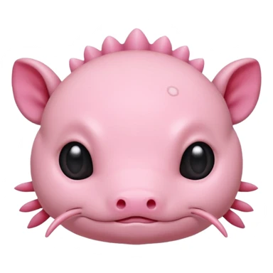 simple axolotl head, animal emoji style, soft pink color, cute face, minimalistic, rounded features sticker