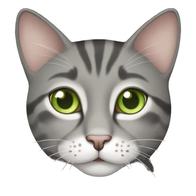Tabby gray cat with white mouth and white nose and light green eyes sticker