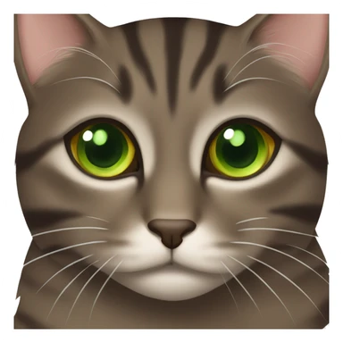 Dark brown tabby cat with brown some green eyes  sticker