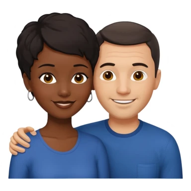 mixte couple black girl  with very short hair , dark haired white man around 40 years old sticker