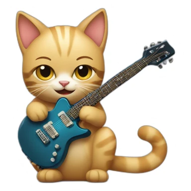 cat with electro guitar  sticker