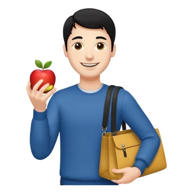 a white man with black hair carrying Apple iPhone bags sticker