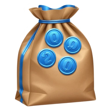 brown bag of blue coins sticker
