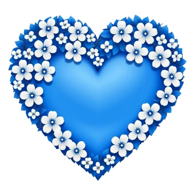 goth  sakura heart, heart made of white sakura petals with blue accents, remove background sticker