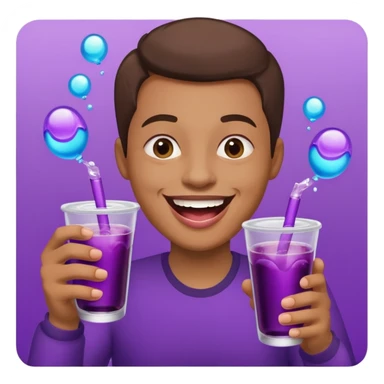 laughing face holding a double cup of purple drank sticker