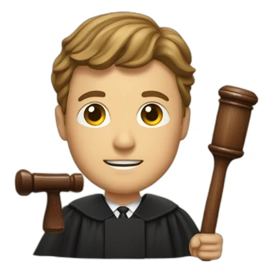 male judge with woodden hammer sticker