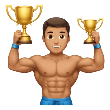 a man lifting trophy  sticker
