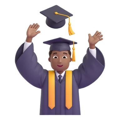 African American male graduate emoji, throwing graduation cap in the air sticker