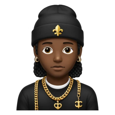 need underground rap aesthetic emoji profile pic for my rap Instagram @foevlone so maybe in a black chrome hearts style beanie that says FV on it and add a Cuban chain sticker