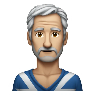 Middle age man grey hair saltire painted face sticker
