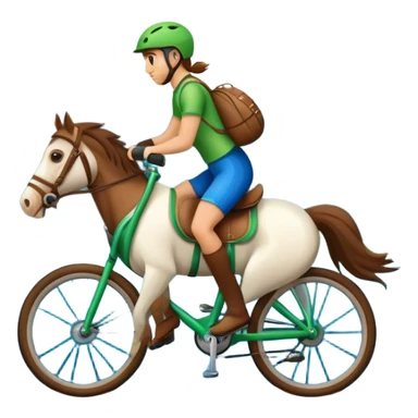 a horse riding a bike on mountains with a sea sticker