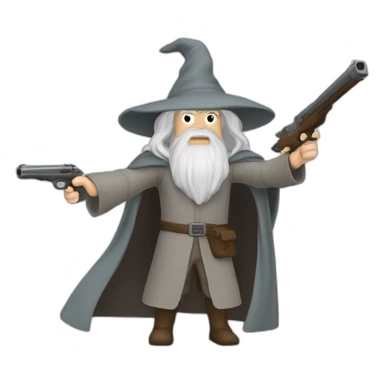 Gandalf shooting a gun sticker