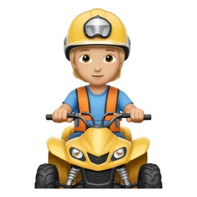 Please make a young blonde boy riding a four wheeler sticker