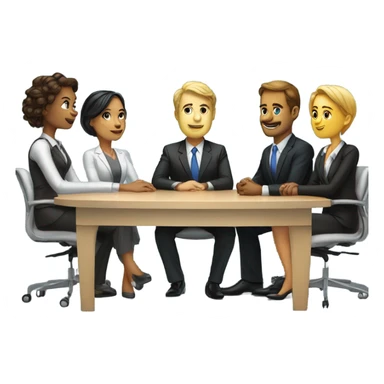 5 people business meeting sitting at a table sticker