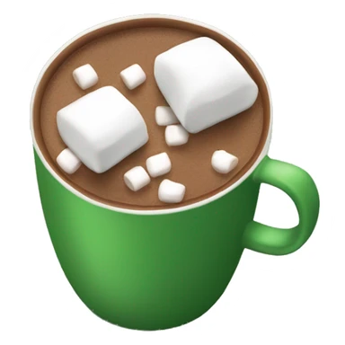 Green mug with hot cocoa and marshmallows in it sticker