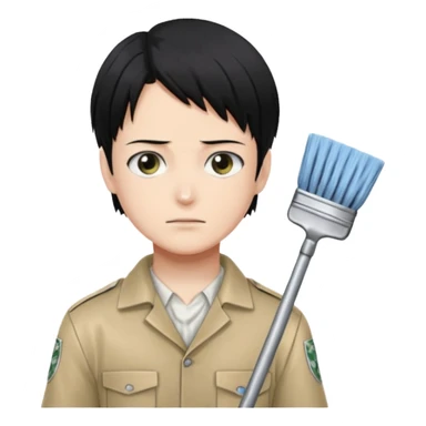 Levi ackerman from attack on titan with his cleaning outfit on sticker