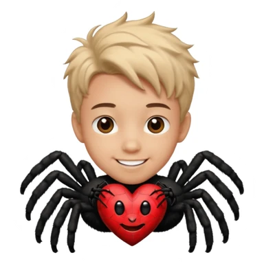 boy face spider in love give hart sticker