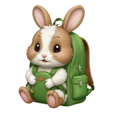 baby rabbit wear green backpack sticker