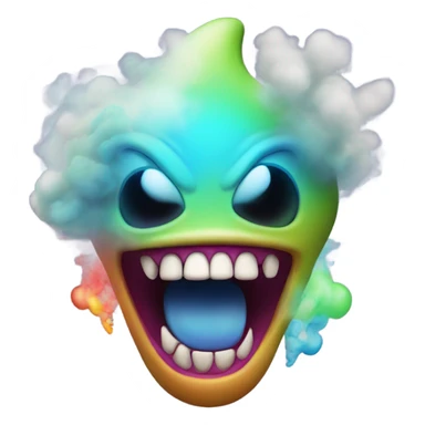 Alien with exploding smoke and tongue out sticker