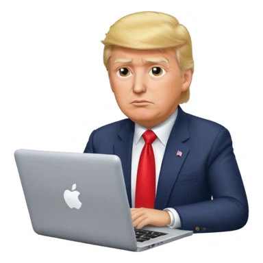 trump with laptop sticker