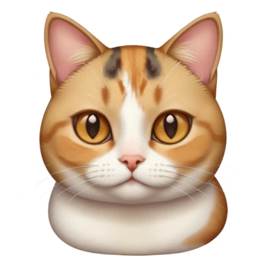 torbie and white cat with small head, hazel eyes, and short but chubby body sticker